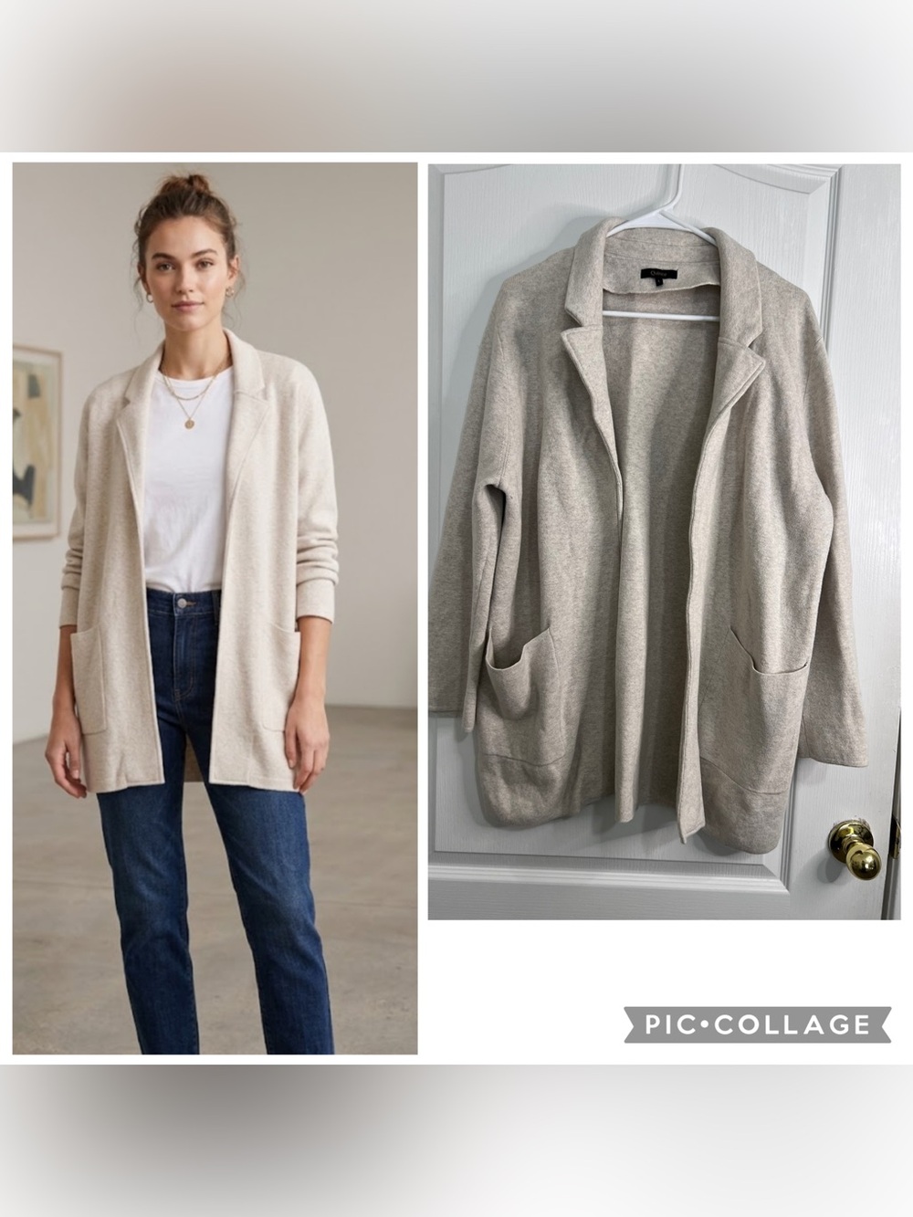 Quince Open Front Cozy Knit Cardigan Cream size L